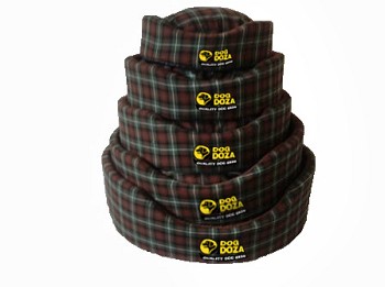 Oval Dog Bed Basket Green Tartan Oval Washable Various Sizes